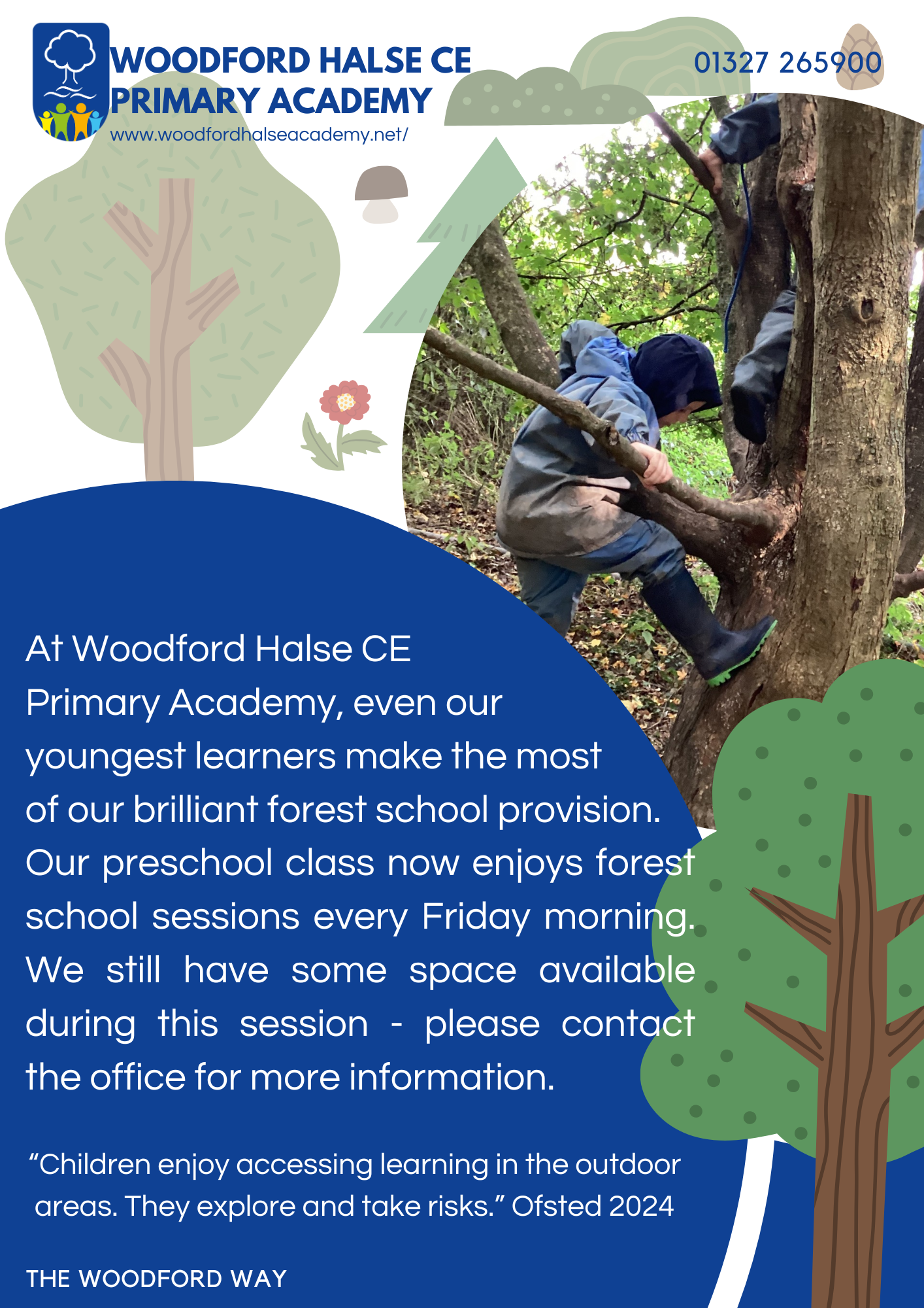 Poster about forest school sessions, which take place on a Friday morning